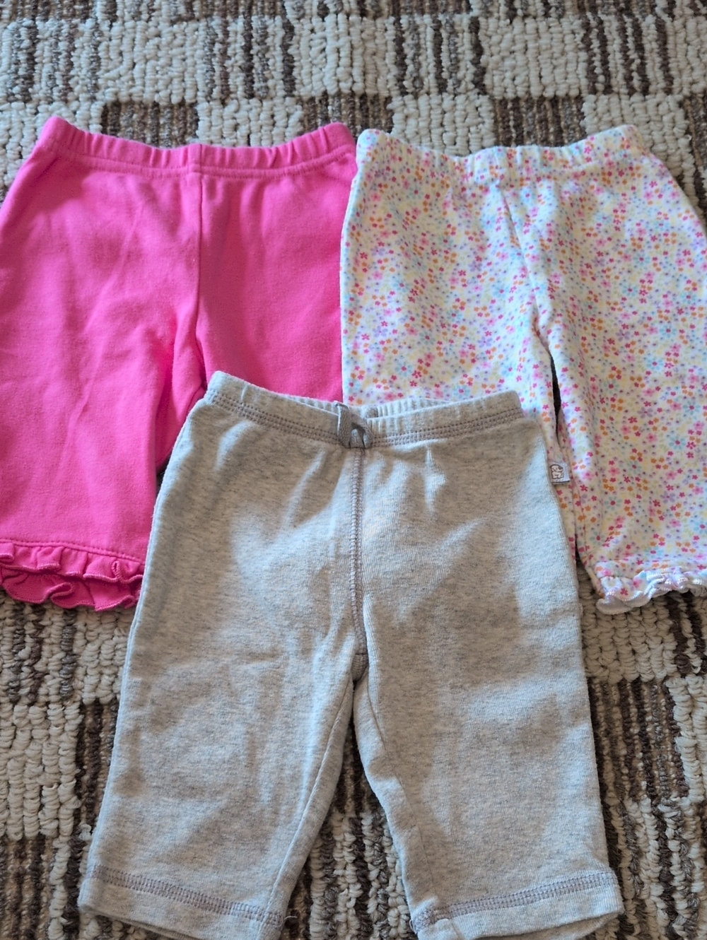 2 Gerber & 1 Old Navy Girls Pink, Gray & Floral Casual Pants.